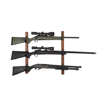ALLEN CO Gun Collector Hardwood Gun Rack, Holds 3-Firearms, Brown/Black 5656